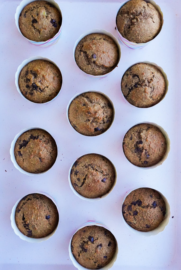 muffins au son, bananes et chocolat