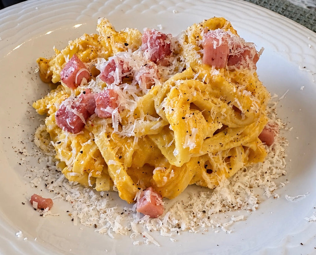 Fettuccines crémeux pancetta et parmesan