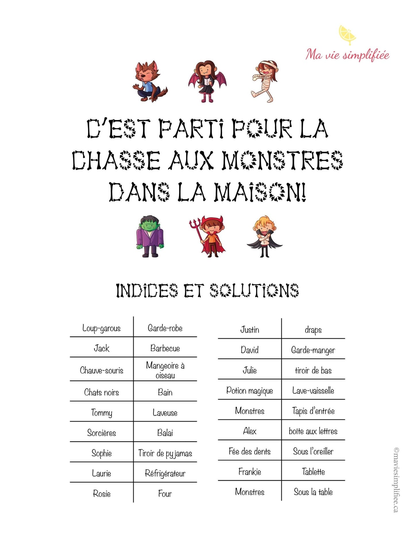 Chasse aux monstres dans la maison - Ma Vie Simplifiee