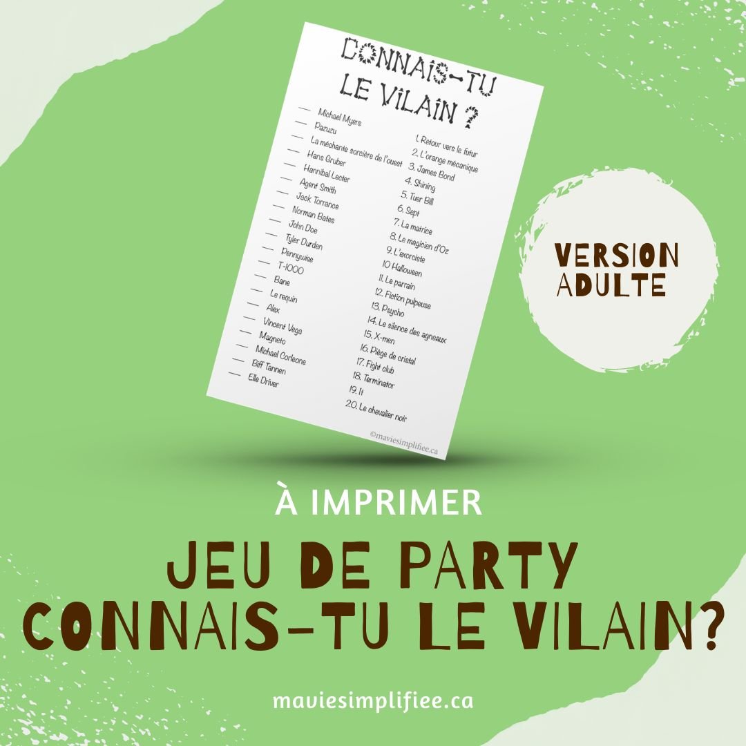 Jeu de party : Connais-tu le vilain? Version adulte - Ma Vie Simplifiee