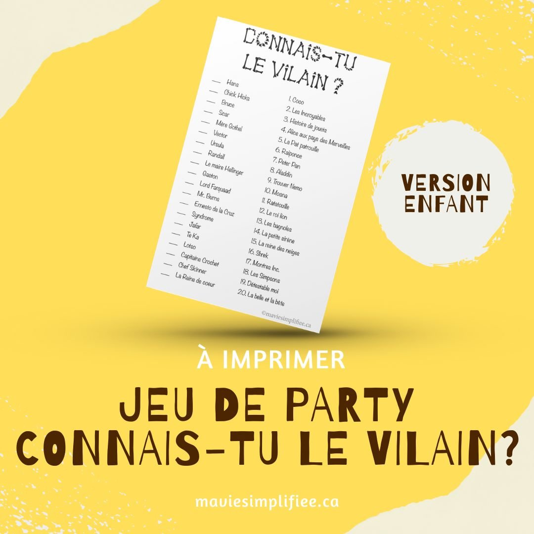 Jeu de party : Connais-tu le vilain? Version animée - Ma Vie Simplifiee