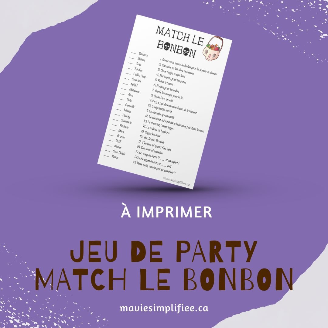 Jeu de party : Match le bonbon - Ma Vie Simplifiee