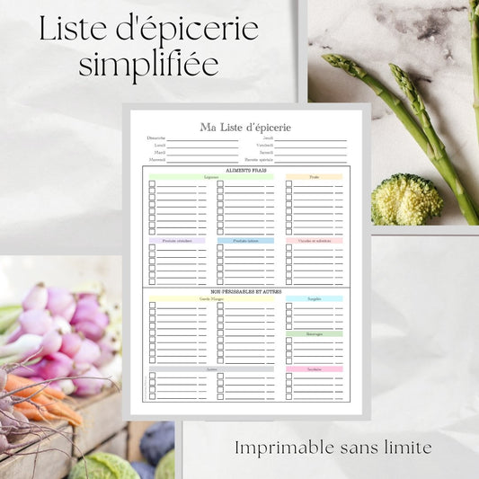 Liste d'épicerie Simplifiée - Ma Vie Simplifiee