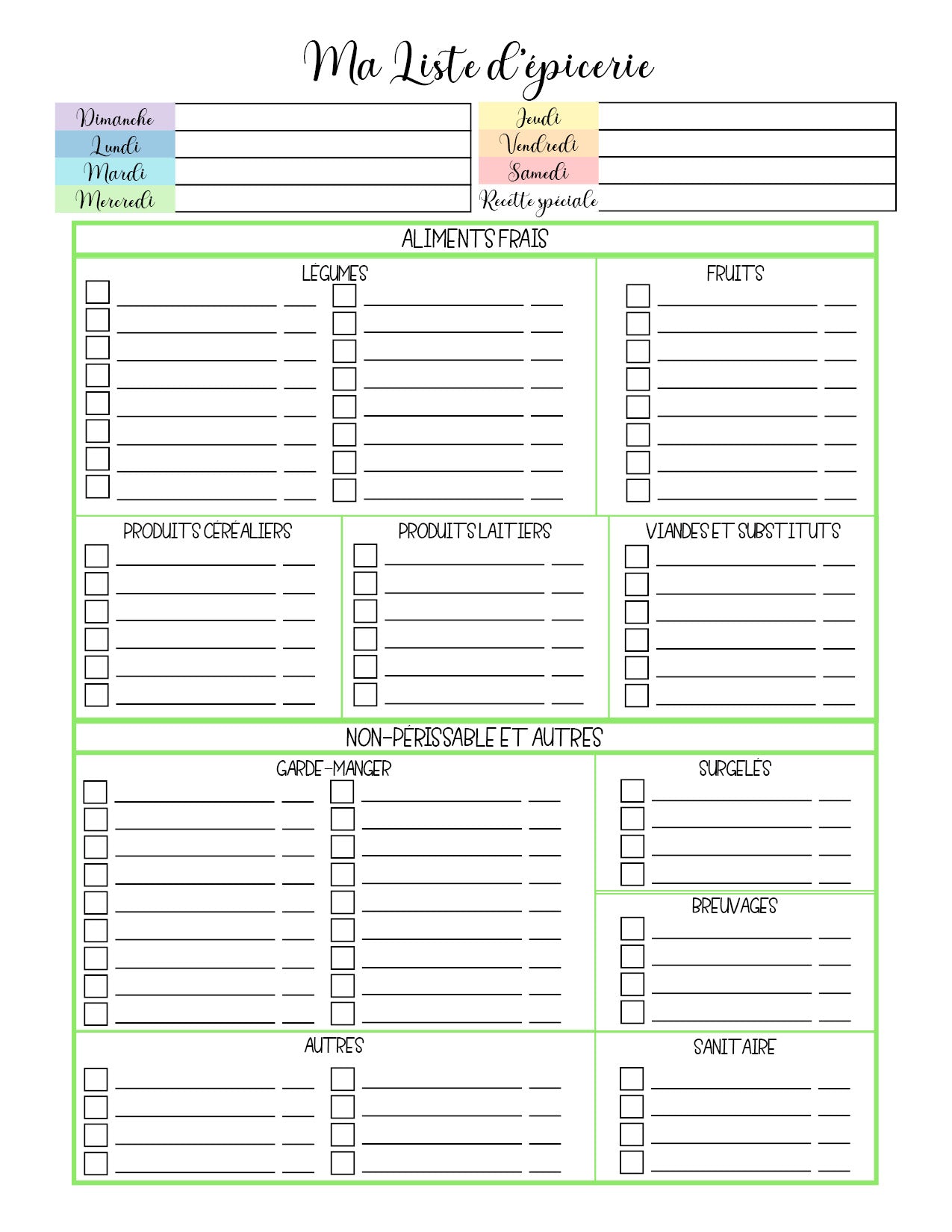 Menus et organisation de cuisine - Ma Vie Simplifiee