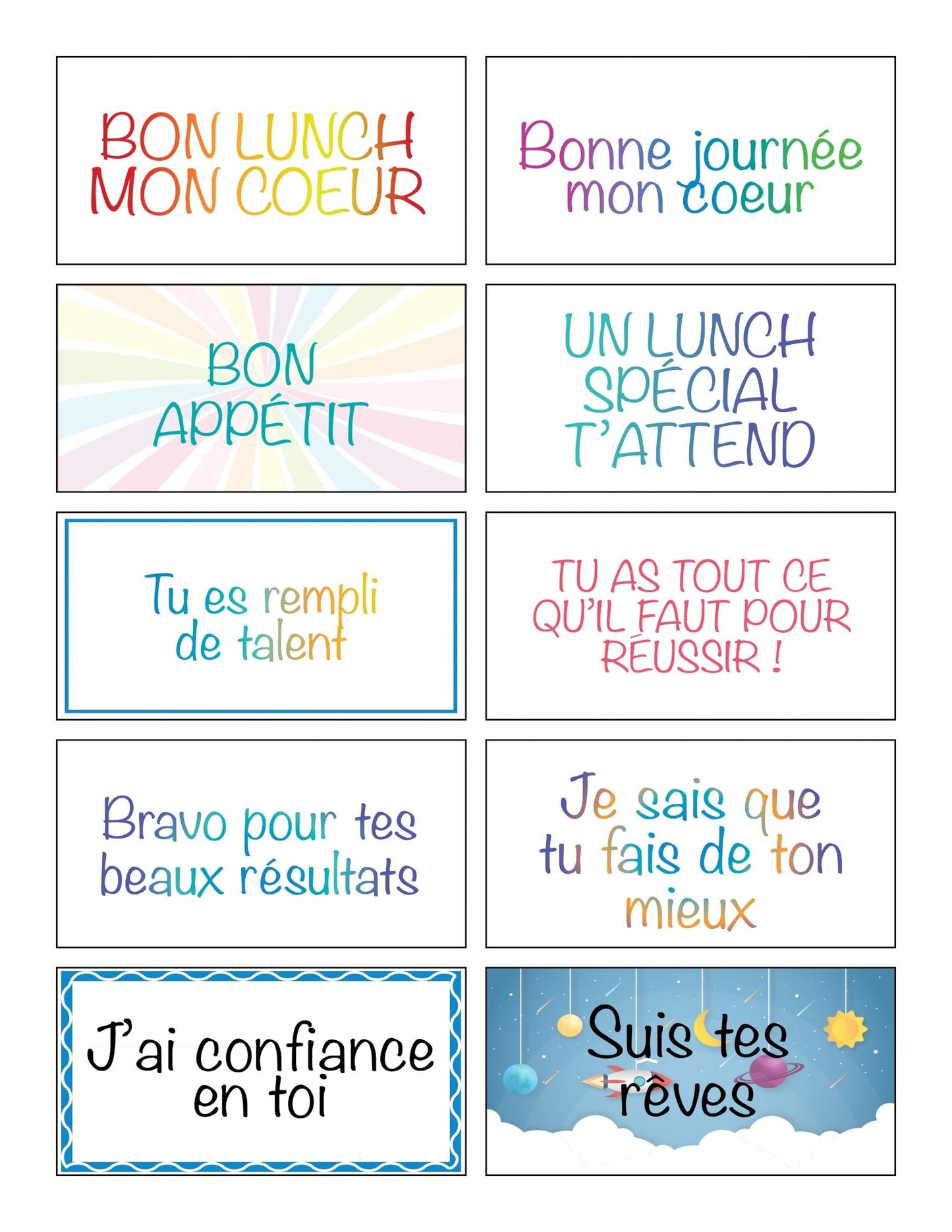 Mes Mots de Boîte à lunch - Ma Vie Simplifiee