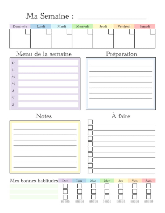 Plan de semaine Simplifié - Ma Vie Simplifiee