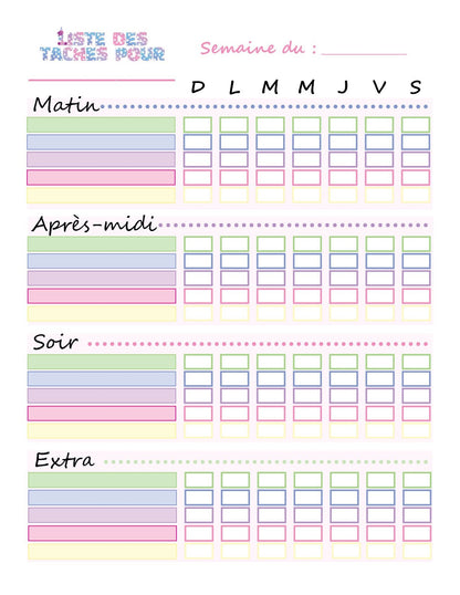 Tableau des tâches quotidiennes pour enfants - Ma Vie Simplifiee