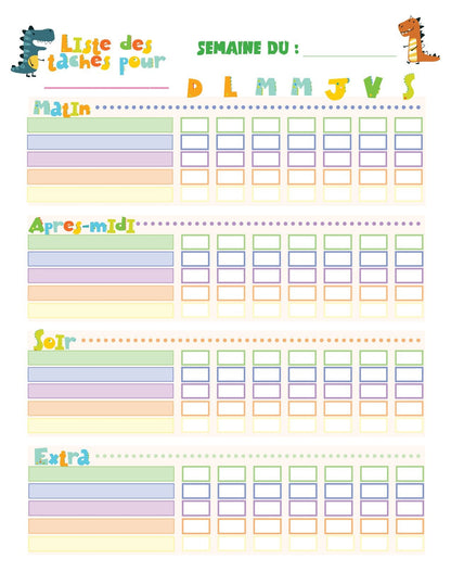 Tableau des tâches quotidiennes pour enfants - Ma Vie Simplifiee