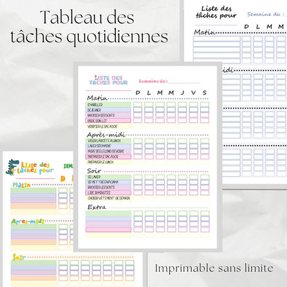 Tableau des tâches quotidiennes pour enfants - Ma Vie Simplifiee