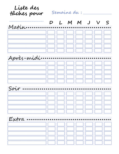 Tableau des tâches quotidiennes pour enfants - Ma Vie Simplifiee