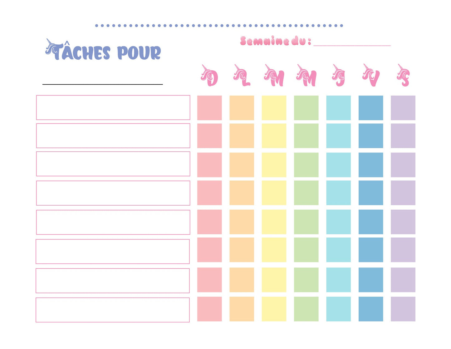 Tableaux des tâches hebdomadaires - Ma Vie Simplifiee