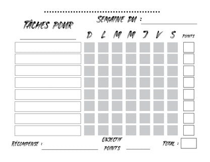 Tableaux des tâches hebdomadaires - Ma Vie Simplifiee